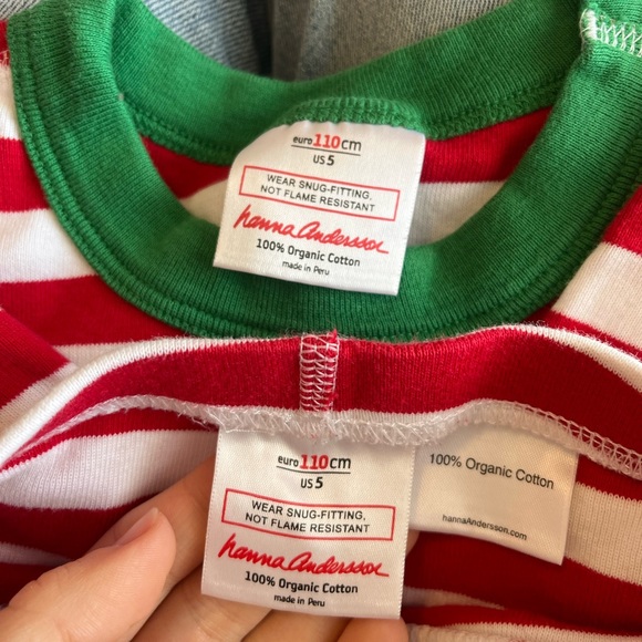 [Hanna Andersson] Red and White Striped Long John Pajamas- Size US 5 (110 cm) - Picture 12 of 12
